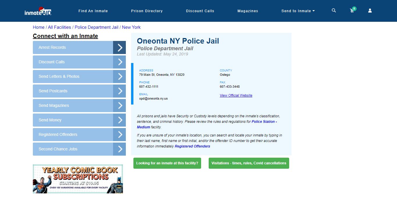Oneonta NY Police Jail & Inmate Search - Oneonta, NY