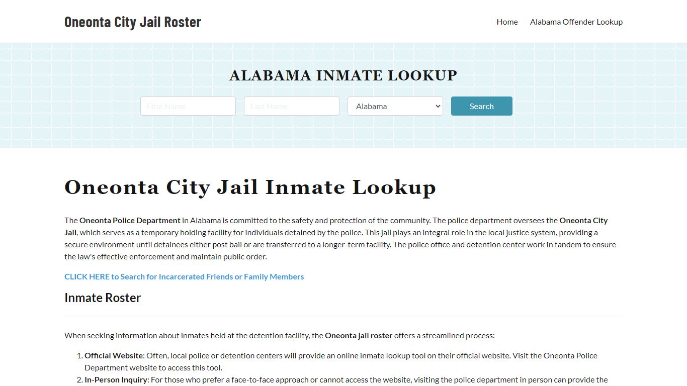 Oneonta Police Department & City Jail, AL Inmate Roster, Arrests, Mugshots