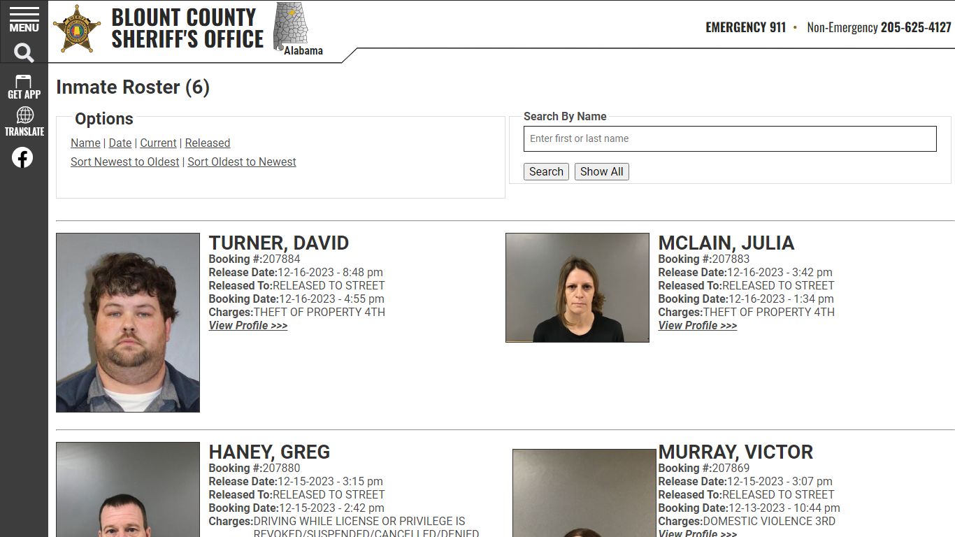 Inmate Roster - Released Inmates Booking Date Descending - Blount ...
